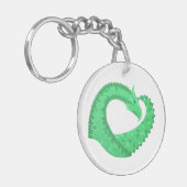 Groene hartdraak op wit sleutelhanger (Voorkant Links)