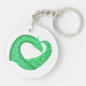 Groene hartdraak op wit sleutelhanger (Achterkant)