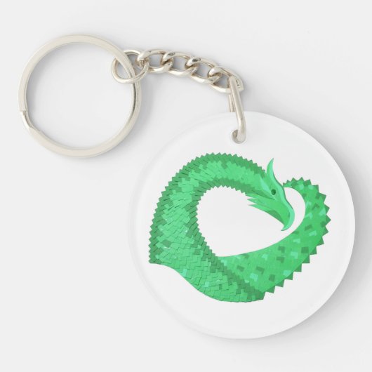 Groene hartdraak op wit sleutelhanger (Voorkant)
