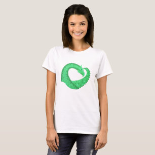 Groene hartdraak op wit t-shirt