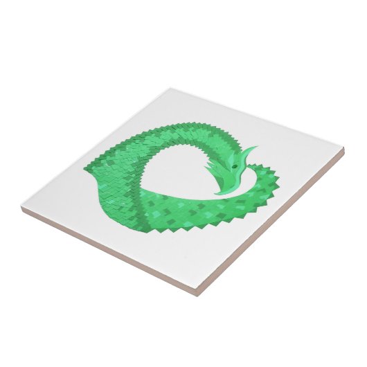Groene hartdraak op wit tegeltje (Zijkant)