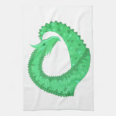 Groene hartdraak op wit theedoek (Verticaal)