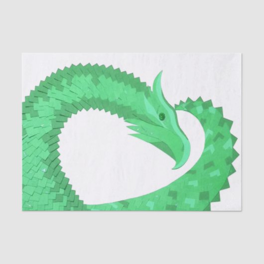 Groene hartdraak op wit tissuepapier (Voorkant)