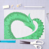 Groene hartdraak op wit tissuepapier (Craft)