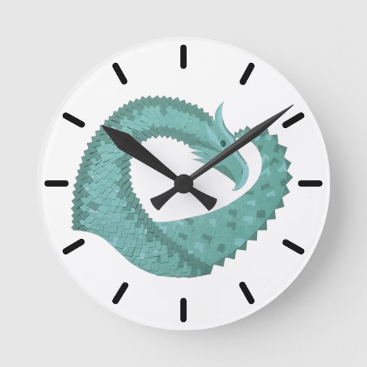 Groene hartdraak wit ronde klok (Voorkant)