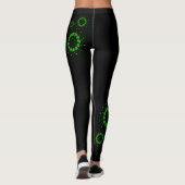 Groene harten cirkels ontwerp op zwart leggings (Achterkant)