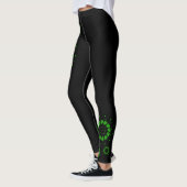 Groene harten cirkels ontwerp op zwart leggings (Links)