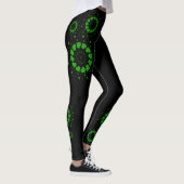 Groene harten cirkels ontwerp op zwart leggings (Rechts)