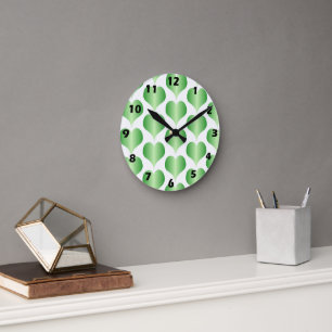 Groene Harten Design Ronde Klok