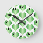 Groene Harten Design Ronde Klok (Voorkant)