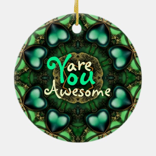 Groene harten: Je bent een prachtig Geweldige Orna Keramisch Ornament (Achterkant)