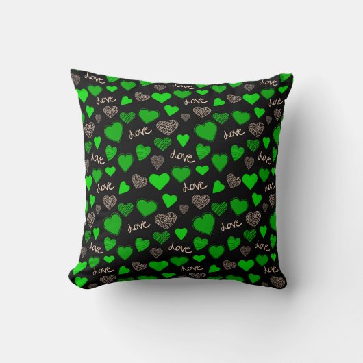 Groene harten kussen (Voorkant)