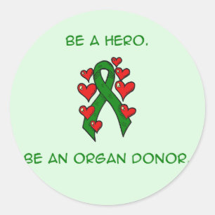 Groene harten lintdonor ronde sticker