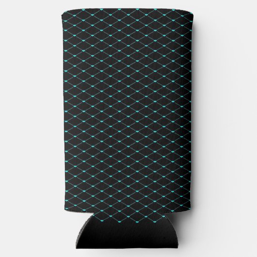 Groene harten net op zwart seltzer blikjeskoeler (Achterkant)