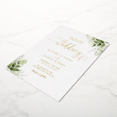 Groene Harten Script Calligrafie Trouw Goud Folie Uitnodiging (Gedraaid)