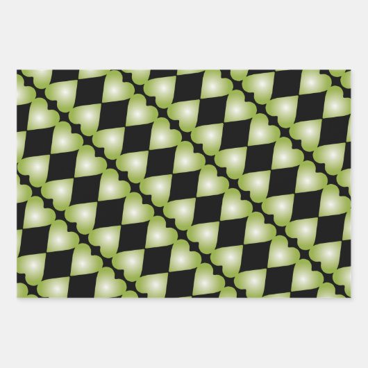 Groene, hartgeaccentueerde papiercadeauverpakking inpakpapier vel (Voorkant 2)