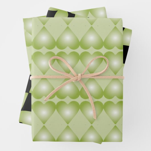 Groene, hartgeaccentueerde papiercadeauverpakking inpakpapier vel (In situ)