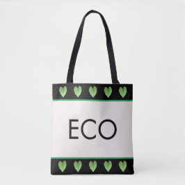 Groene hartkleppen op beige Canvas tas