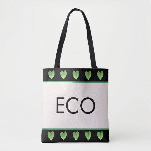 Groene hartkleppen op beige Canvas tas (Voorkant)