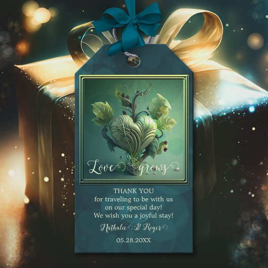 Groene hartliefde groeit weduwschap voor plezier D Cadeaulabel