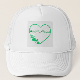 Groene hartvorm met hartslag tekstnaam trucker pet