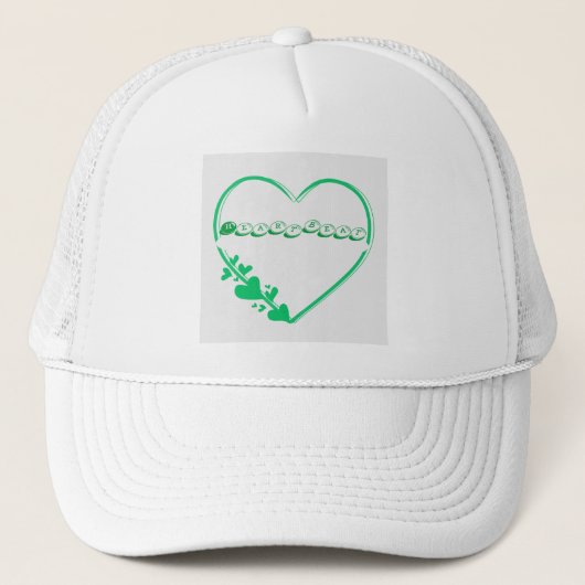 Groene hartvorm met hartslag tekstnaam trucker pet (Voorkant)