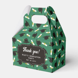 Groene Hats & Diploma's Patroon Afstudeer Bedankt Bedankdoosjes