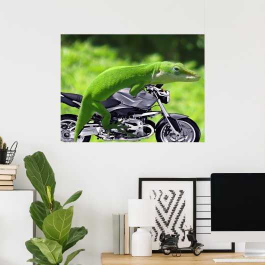 Groene Hawaiaanse Gecko Rijder Poster (Thuiskantoor)