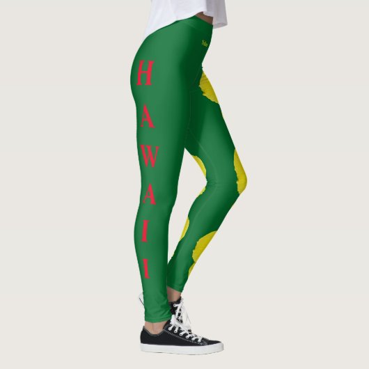 Groene Hawaii State Flower Yellow Hibiscus Legging (Rechts)
