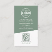 Groene Hedendaagse Foto QR Code Logo Verticaal Visitekaartje (Achterkant)