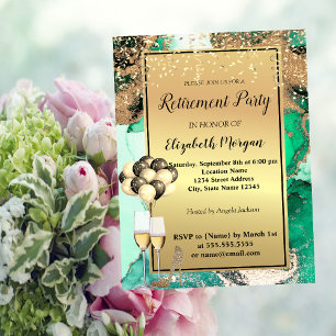 Groene Heels, ballonnen, groene marmerretirement Kaart