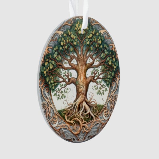 Groene heidense boom van het leven acryl ornament (voorkant)