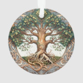 Groene heidense boom van het leven acryl ornament (achterkant)