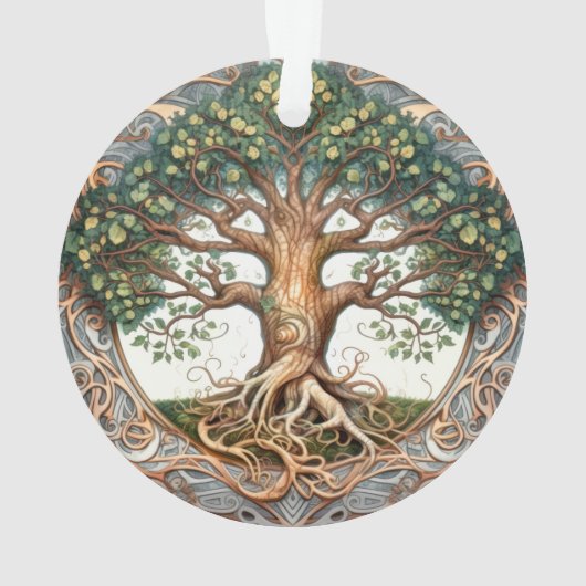 Groene heidense boom van het leven acryl ornament (achterkant)