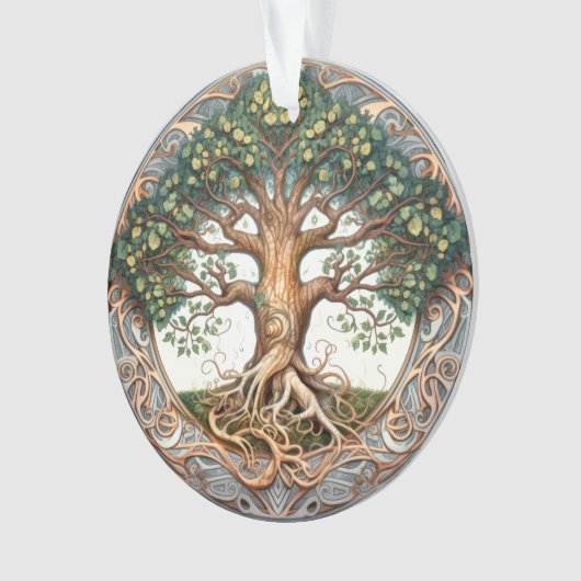 Groene heidense boom van het leven acryl ornament (voorkant)