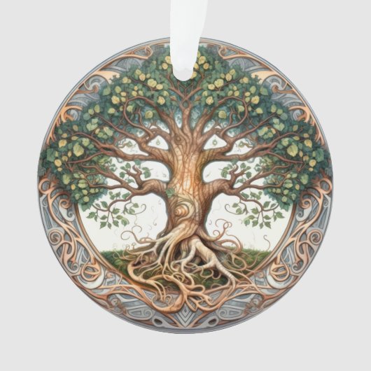 Groene heidense boom van het leven acryl ornament (voorkant)