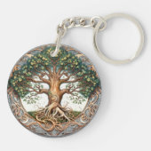 Groene heidense boom van het leven acryl sleutelhanger (Achterkant)