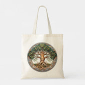 Groene heidense levensboom tote bag (Achterkant)