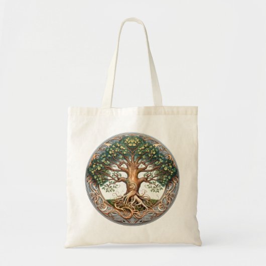 Groene heidense levensboom tote bag (Voorkant)