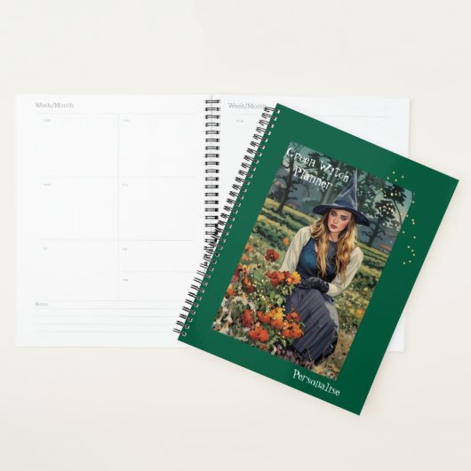  Groene Heks Bloemen Gepersonaliseerd Dagboek Planner (Display)