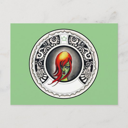 Groene heks briefkaart (Voorkant)