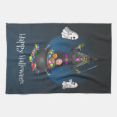 Groene heks en geesten Halloween Party Theedoek (Horizontaal)