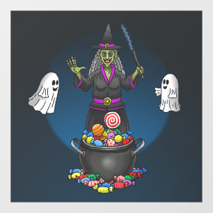 Groene Heks en Geesten Trick or Treat Halloween Raamsticker