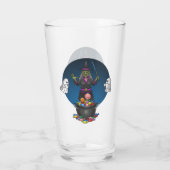 Groene heks en spoken Trick or treat Halloween Glas (Achterkant)