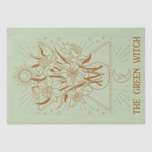 Groene heks naturalist kruidenkenner zon maan coll tissuepapier (Voorkant)