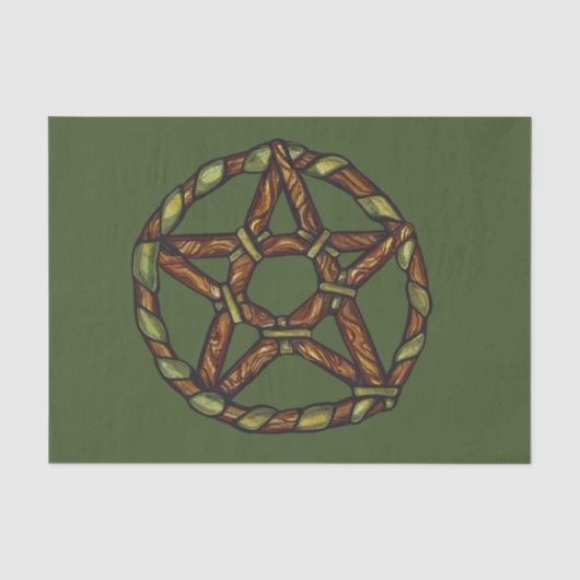 Groene Heks Pagan Pentakel Natuur Wicca Tissuepapier (Voorkant)