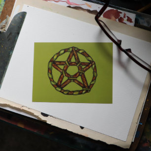 Groene heks pentagram Natuur heksen Briefkaart