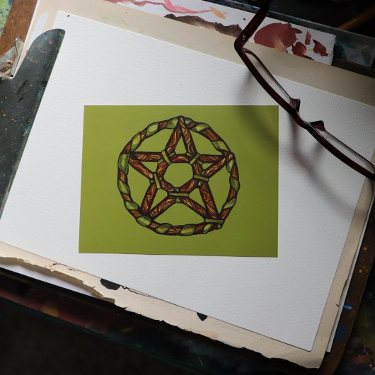 Groene heks pentagram Natuur heksen Briefkaart