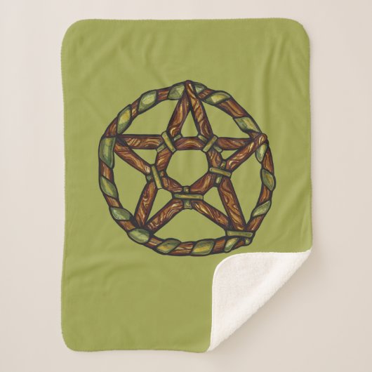 Groene heks pentagram Natuur heksen Sherpa Deken (Voorkant)