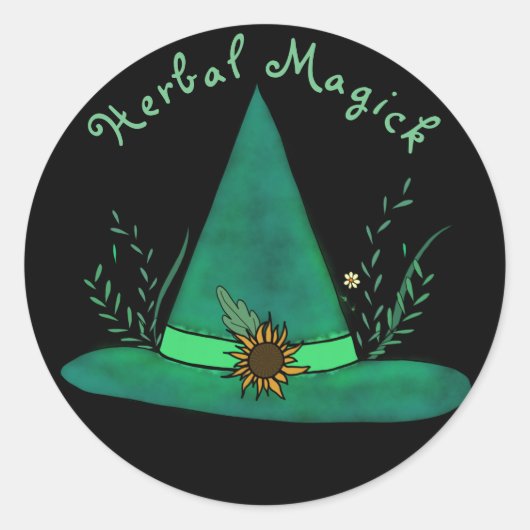 Groene Heks Pet Kruid Craft Pagan Witchcraft Magic Ronde Sticker (Voorkant)